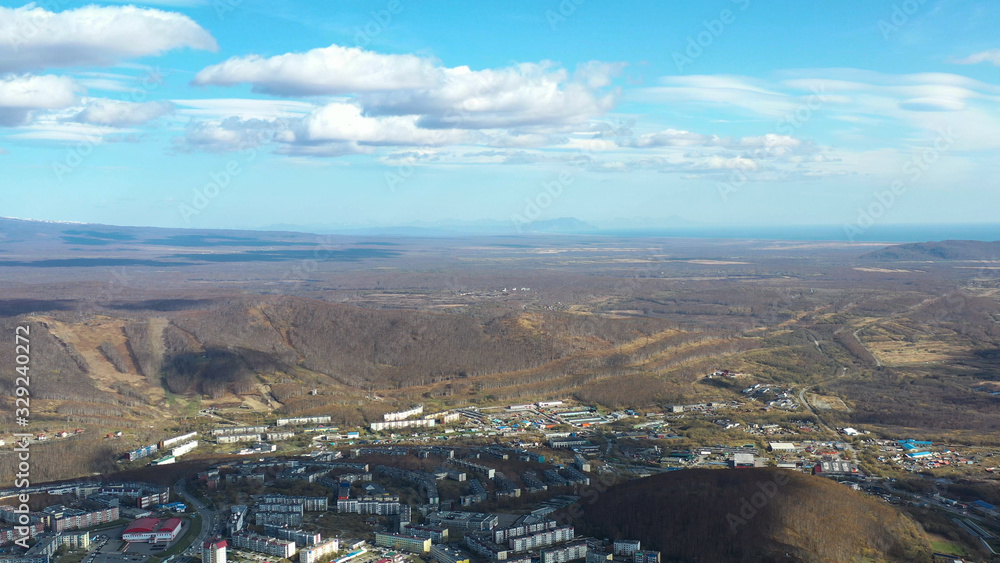 Aerial survey of Petropavlovsk-Kamchatsky, Russia
