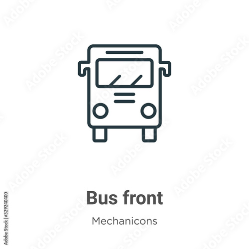 Bus front outline vector icon. Thin line black bus front icon, flat vector simple element illustration from editable mechanicons concept isolated stroke on white background photo