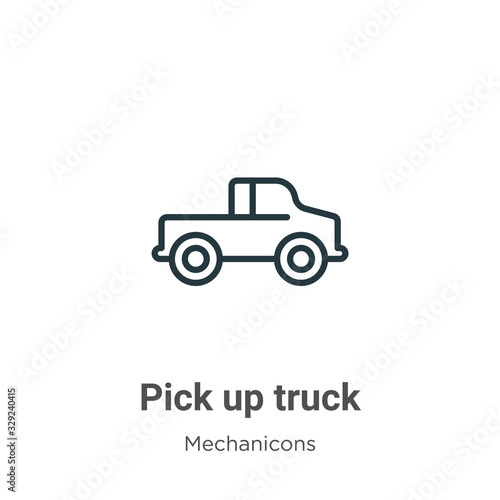 Pick up truck outline vector icon. Thin line black pick up truck icon, flat vector simple element illustration from editable mechanicons concept isolated stroke on white background