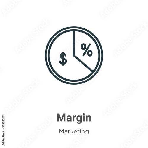 Margin outline vector icon. Thin line black margin icon, flat vector simple element illustration from editable marketing concept isolated stroke on white background