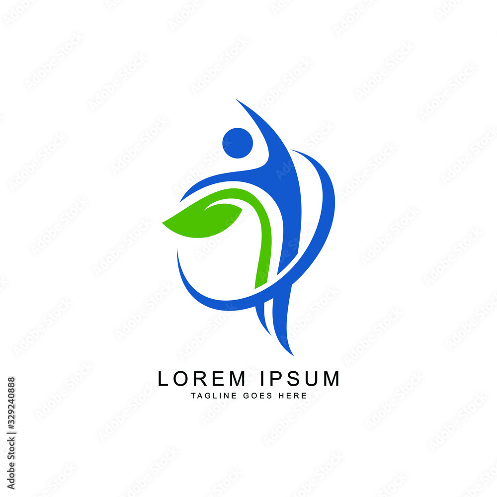Fototapeta premium leaf people logo template