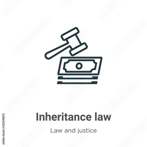 Inheritance law outline vector icon. Thin line black inheritance law icon, flat vector simple element illustration from editable law and justice concept isolated stroke on white background