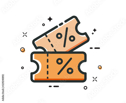 Discount coupon icon. Shopping voucher. Flat illustration.