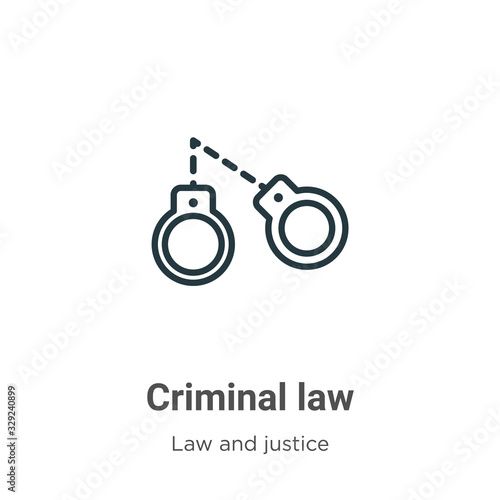 Criminal law outline vector icon. Thin line black criminal law icon, flat vector simple element illustration from editable law and justice concept isolated stroke on white background