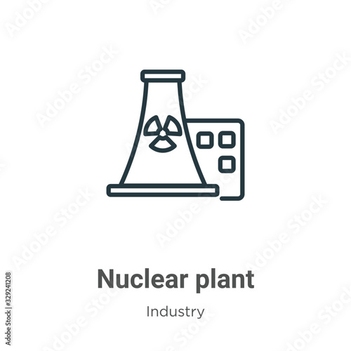 Nuclear plant outline vector icon. Thin line black nuclear plant icon, flat vector simple element illustration from editable industry concept isolated stroke on white background