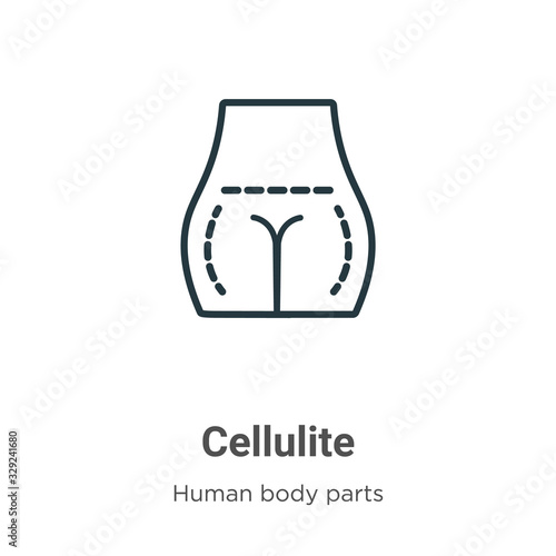 Cellulite outline vector icon. Thin line black cellulite icon, flat vector simple element illustration from editable human body parts concept isolated stroke on white background