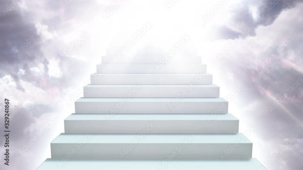 Stairway to Heaven in Cloudy Sky with Sunlight Rays Shining Down - 4K Seamless Loop Motion Background Animation Stairway to Heaven in Cloudy Sky with Sunlight Rays Shining Down - 4K Seamless Loop Motion Background Animation