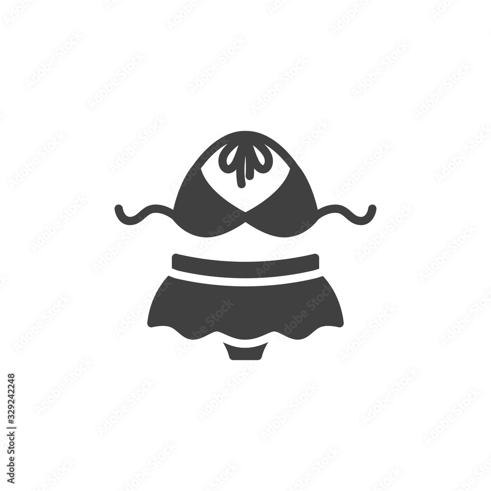 Female Swimwear vector icon. Lingerie, bra and bikini skirt filled flat sign for mobile concept and web design. Women's swimsuit glyph icon. Symbol, logo illustration. Vector graphics Female Swimwear vector icon. Lingerie, bra and bikini skirt filled flat sign for mobile concept and web design. Women's swimsuit glyph icon. Symbol, logo illustration. Vector graphics