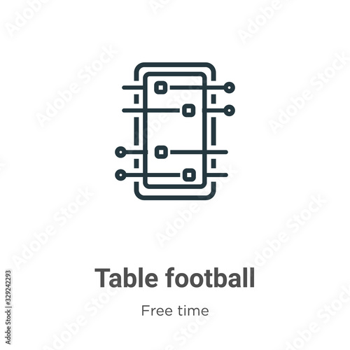 Table football outline vector icon. Thin line black table football icon, flat vector simple element illustration from editable free time concept isolated stroke on white background