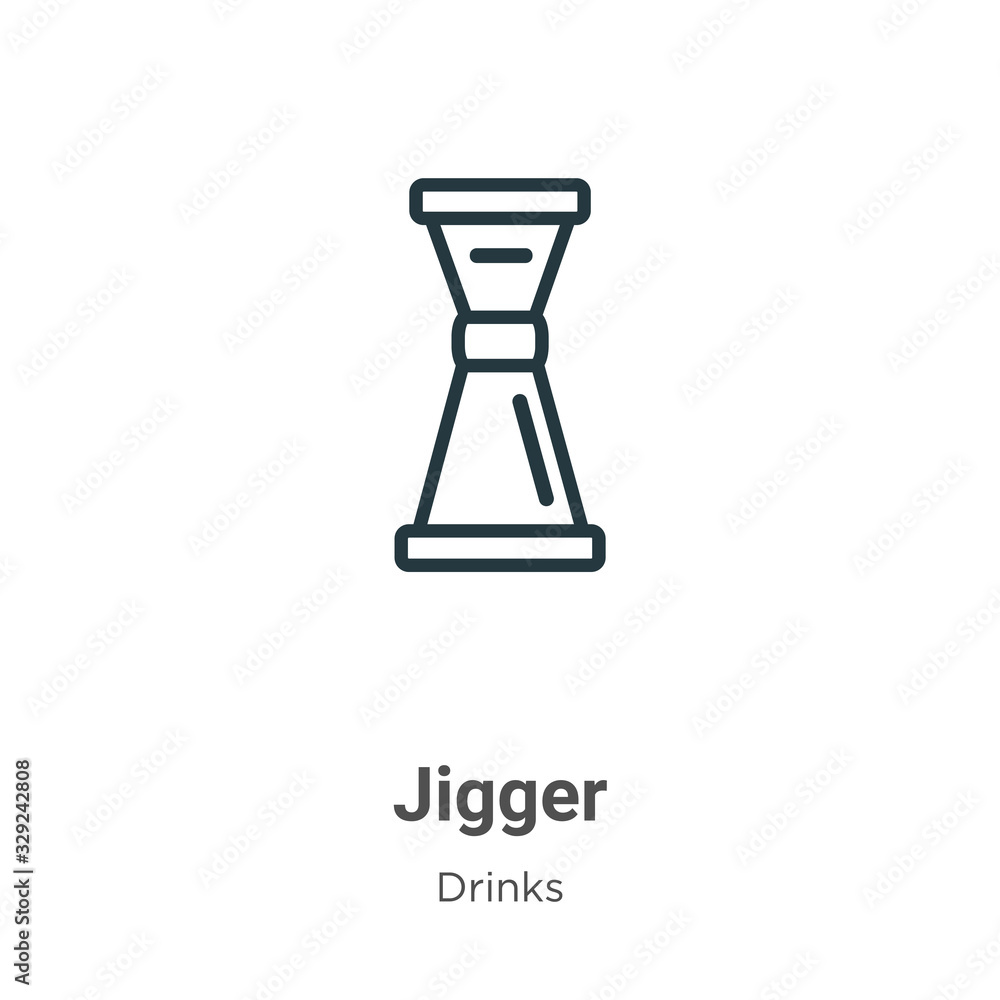Jigger outline vector icon. Thin line black jigger icon, flat vector
