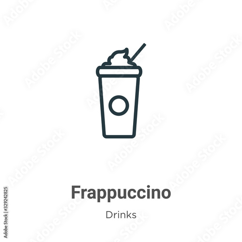 Frappuccino outline vector icon. Thin line black frappuccino icon, flat vector simple element illustration from editable drinks concept isolated stroke on white background