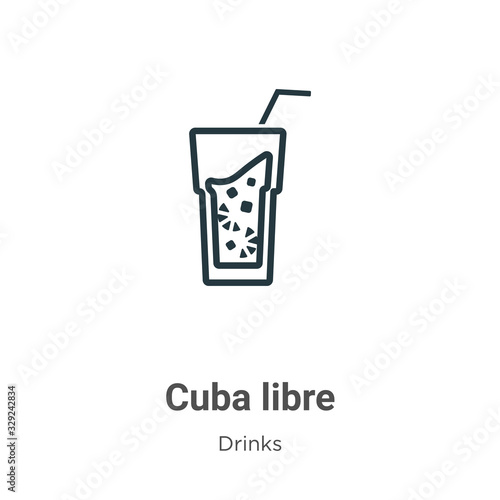 Cuba libre outline vector icon. Thin line black cuba libre icon, flat vector simple element illustration from editable drinks concept isolated stroke on white background