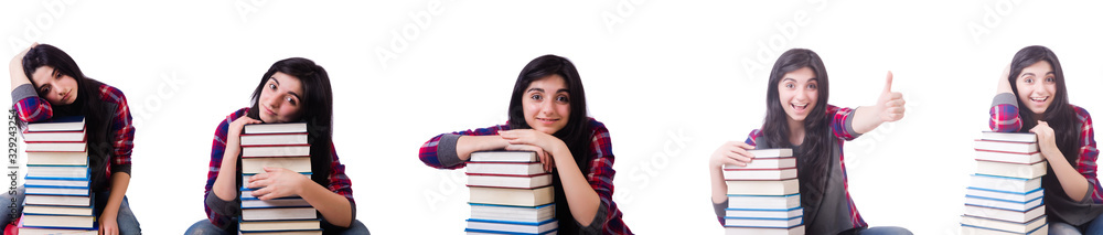Young student with books isolated on white Young student with books isolated on white
