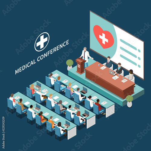 Conference Hall Isometric Composition 