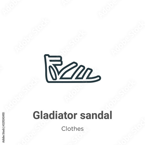 Gladiator sandal outline vector icon. Thin line black gladiator sandal icon, flat vector simple element illustration from editable clothes concept isolated stroke on white background