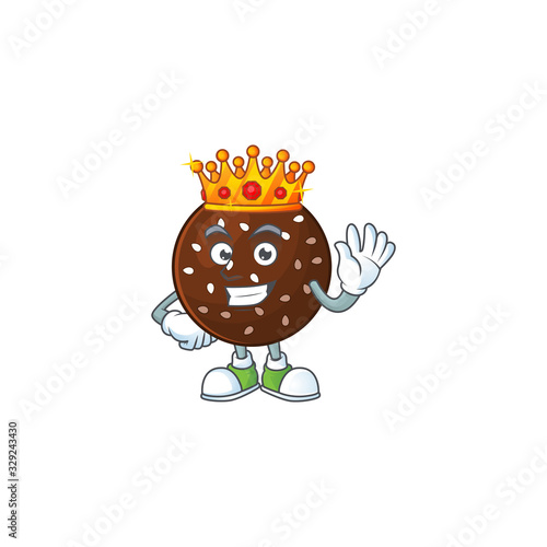A Charismatic King of chokladboll cartoon character design