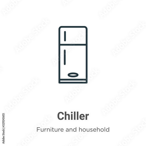Chiller outline vector icon. Thin line black chiller icon, flat vector simple element illustration from editable furniture and household concept isolated stroke on white background