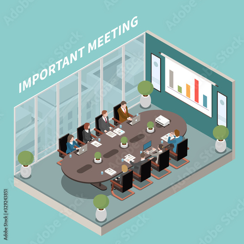 Meeting Room Isometric Composition 