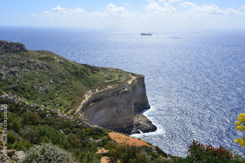 Looking down from Dingli cliffs in Malta in March
