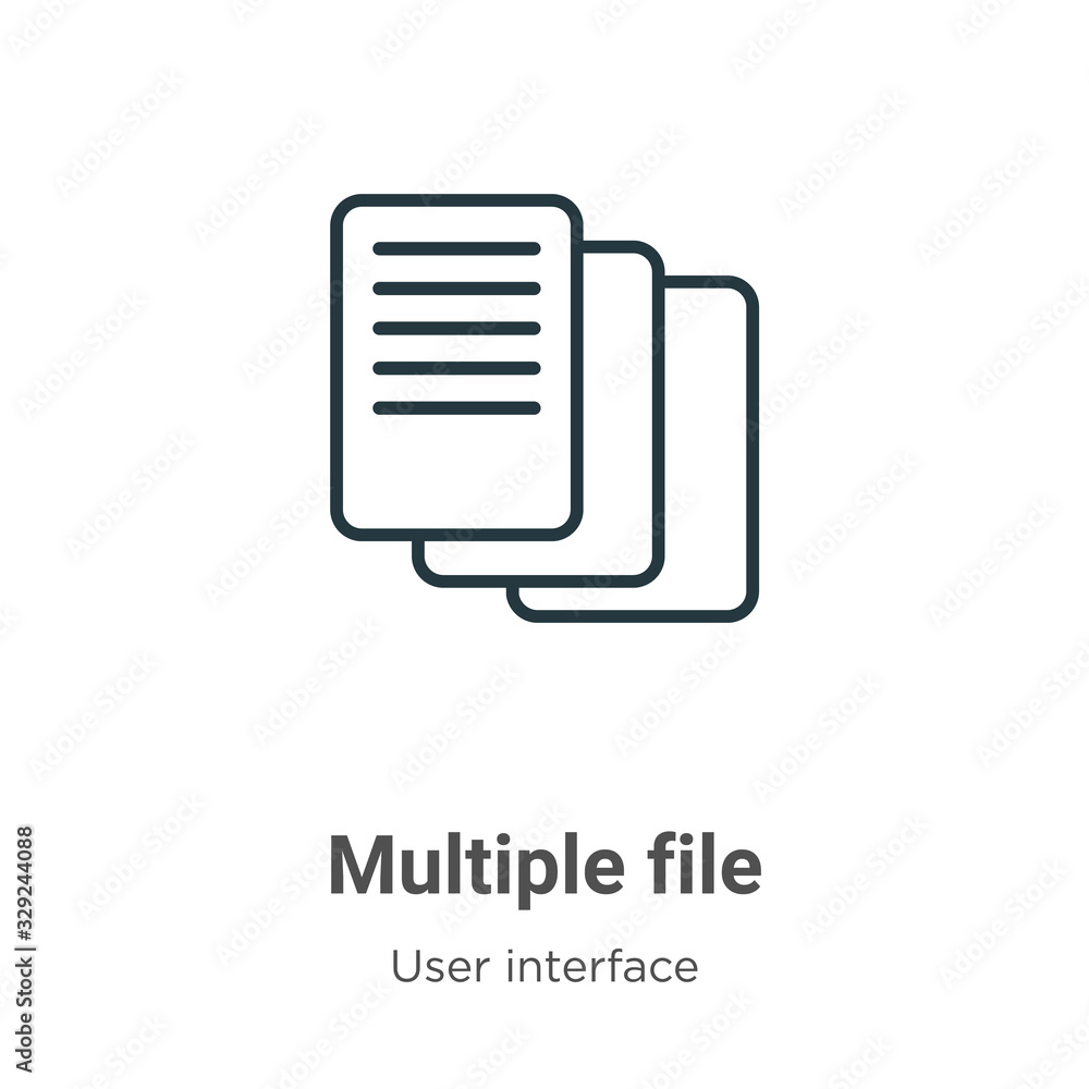 Multiple file outline vector icon. Thin line black multiple file icon ...