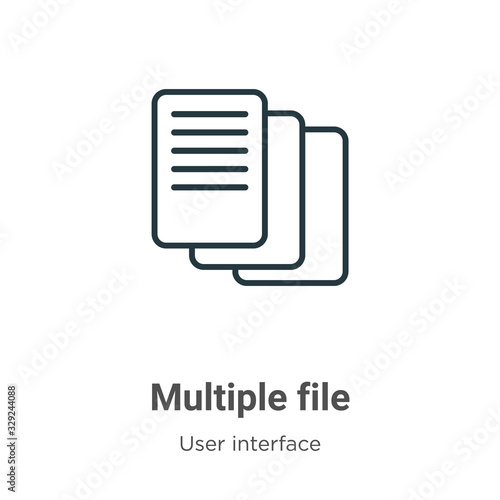 Multiple file outline vector icon. Thin line black multiple file icon, flat vector simple element illustration from editable user interface concept isolated stroke on white background