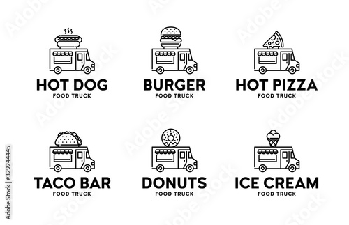 Street Food Truck Logo Set