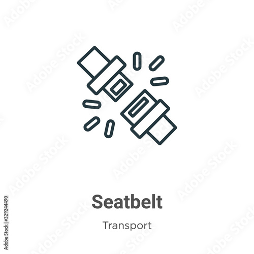 Seatbelt outline vector icon. Thin line black seatbelt icon, flat vector simple element illustration from editable transport concept isolated stroke on white background