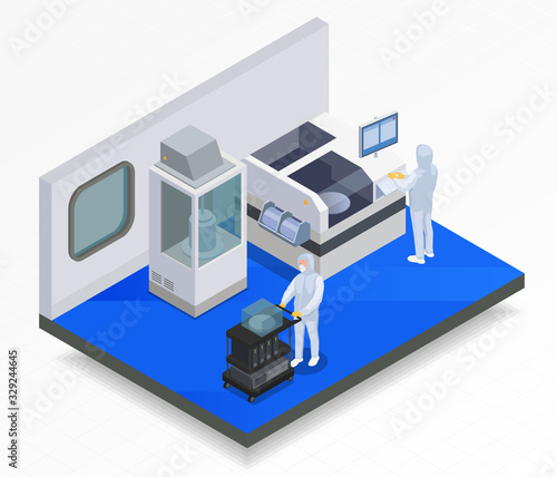 Isometric Semiconductor Laboratory Composition