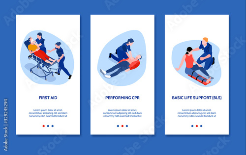 Isometric First Aid Banner Set