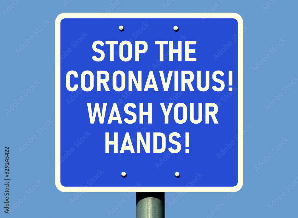 Coronavirus warning label. blue and white sign. infectious disease concept. virus hazard warning, also called COVID-19. illustration style raster image. blue background. Coronavirus warning label. blue and white sign. infectious disease concept. virus hazard warning, also called COVID-19. illustration style raster image. blue background.