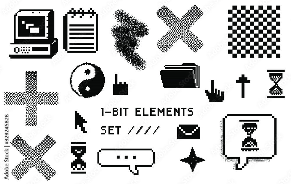 Premium Vector  Set of vector retro signs made in pixel art style