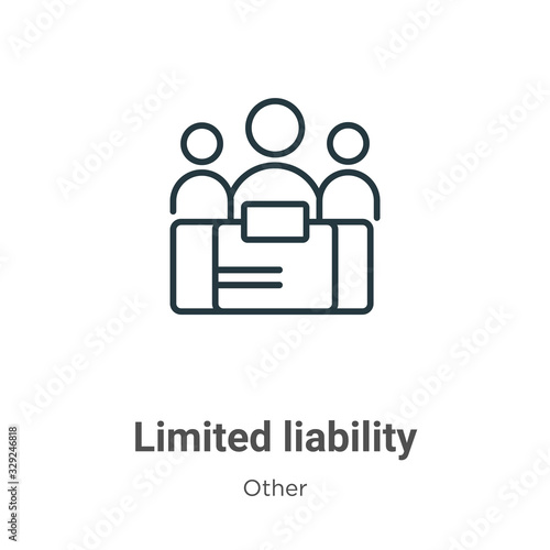 Limited liability outline vector icon. Thin line black limited liability icon, flat vector simple element illustration from editable other concept isolated stroke on white background