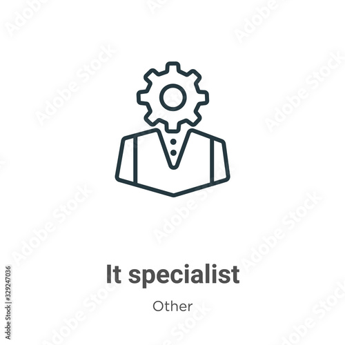 It specialist outline vector icon. Thin line black it specialist icon, flat vector simple element illustration from editable other concept isolated stroke on white background