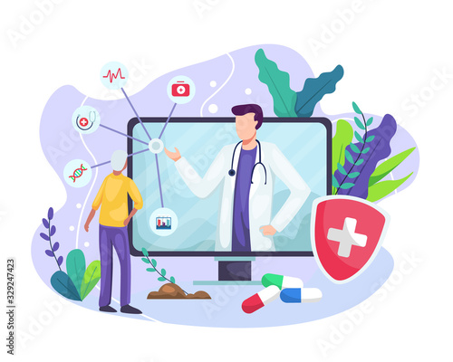 Vector illustration Online doctor concept