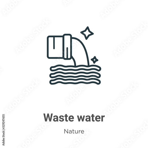 Waste water outline vector icon. Thin line black waste water icon, flat vector simple element illustration from editable nature concept isolated stroke on white background