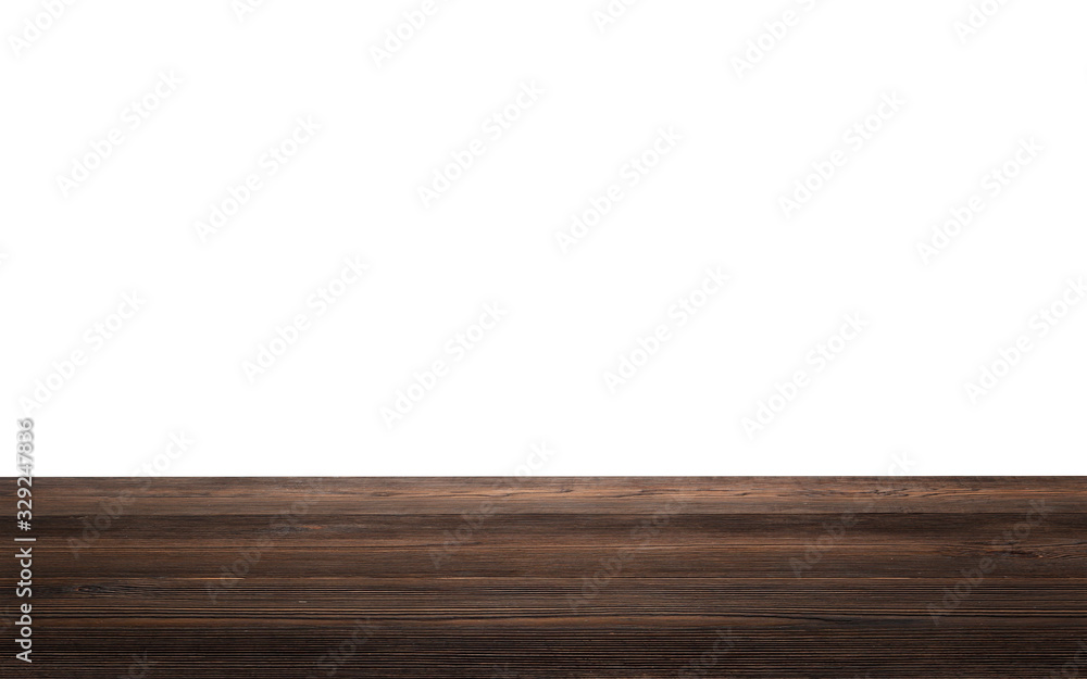 Empty wooden terrace with white background. Close-up view with selective focus. Empty wooden terrace with white background. Close-up view with selective focus.