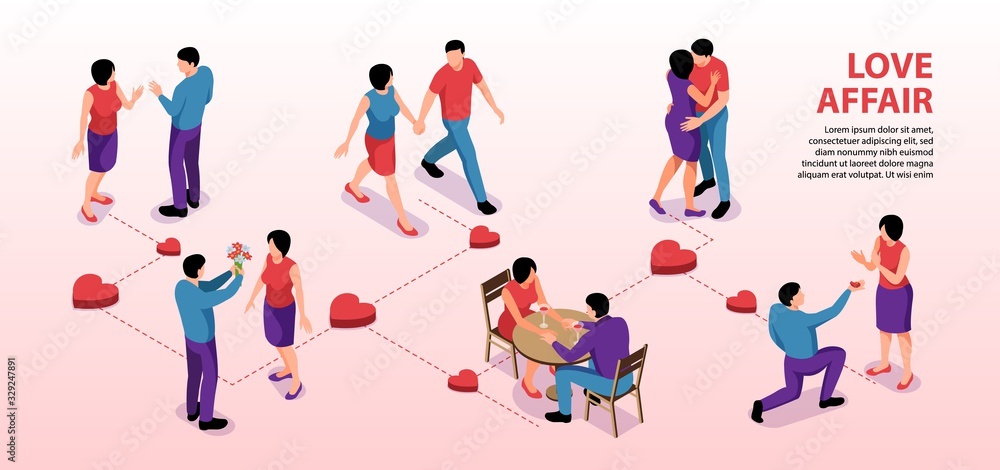 Love Affair Isometric Infographics
