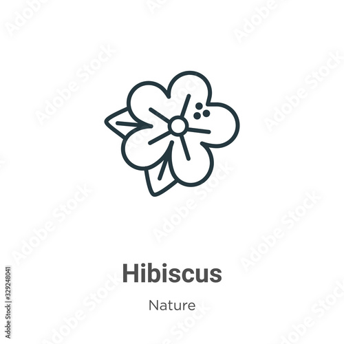 Hibiscus outline vector icon. Thin line black hibiscus icon, flat vector simple element illustration from editable nature concept isolated stroke on white background