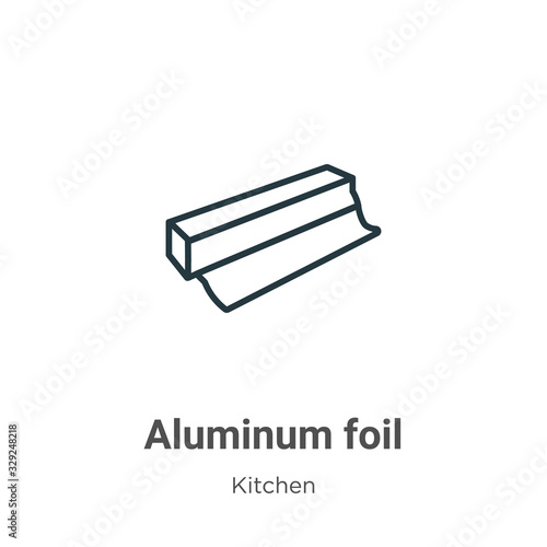 Aluminum foil outline vector icon. Thin line black aluminum foil icon, flat vector simple element illustration from editable kitchen concept isolated stroke on white background