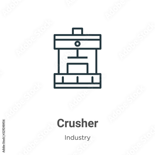 Crusher outline vector icon. Thin line black crusher icon, flat vector simple element illustration from editable industry concept isolated stroke on white background