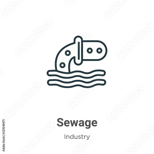Sewage outline vector icon. Thin line black sewage icon, flat vector simple element illustration from editable industry concept isolated stroke on white background