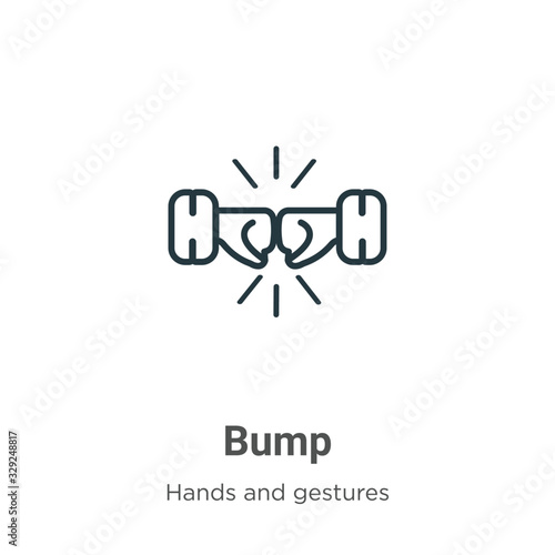 Bump outline vector icon. Thin line black bump icon, flat vector simple element illustration from editable hands and gestures concept isolated stroke on white background