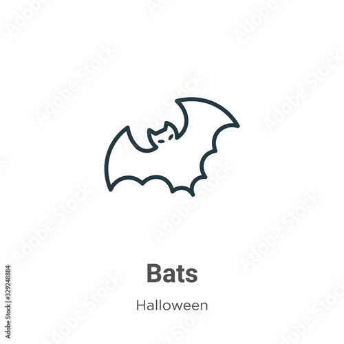 Bats outline vector icon. Thin line black bats icon, flat vector simple element illustration from editable halloween concept isolated stroke on white background