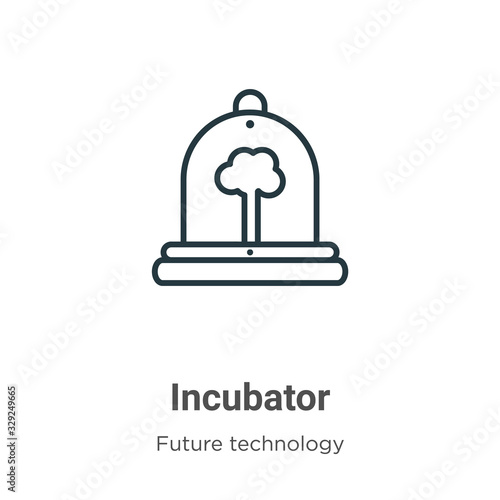 Incubator outline vector icon. Thin line black incubator icon, flat vector simple element illustration from editable future technology concept isolated stroke on white background