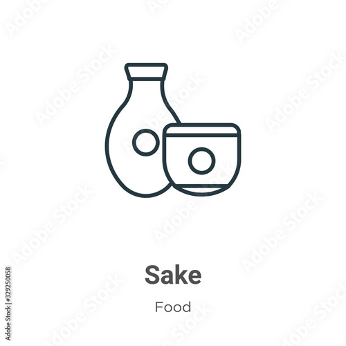 Sake outline vector icon. Thin line black sake icon, flat vector simple element illustration from editable food concept isolated stroke on white background