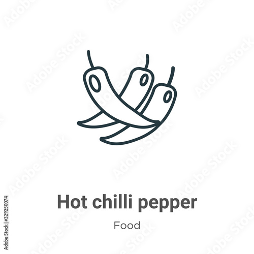 Hot chilli pepper outline vector icon. Thin line black hot chilli pepper icon, flat vector simple element illustration from editable food concept isolated stroke on white background