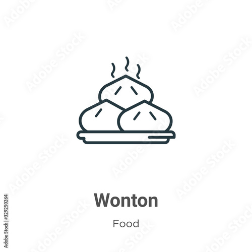 Wonton outline vector icon. Thin line black wonton icon, flat vector simple element illustration from editable food concept isolated stroke on white background