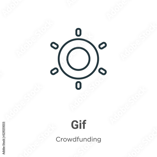 Gif outline vector icon. Thin line black gif icon, flat vector simple element illustration from editable crowdfunding concept isolated stroke on white background