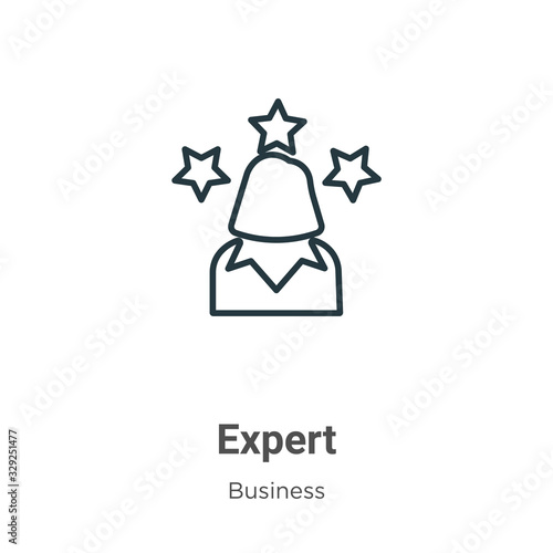 Expert outline vector icon. Thin line black expert icon, flat vector simple element illustration from editable business concept isolated stroke on white background