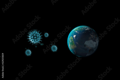 3D rendering Corona virus (19-COVID) ,world/earth, coronavirus